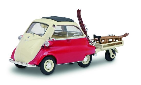 BMW Isetta mit einem Anhänger Autoporter „Wintersport“
